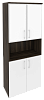 Офисный шкаф высокий широкий (2 низких фасада ЛДСП + 2 низких фасада белое стекло в раме)