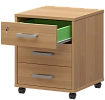Мобильная офисная тумба с колёсиками и замком, 3 ящика
