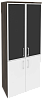 Офисный шкаф высокий широкий с чёрным стеклом в раме